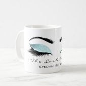 Eyelash ExAttentie Beauty Studio Aqua Blue Glitter Koffiemok (Voorkant links)