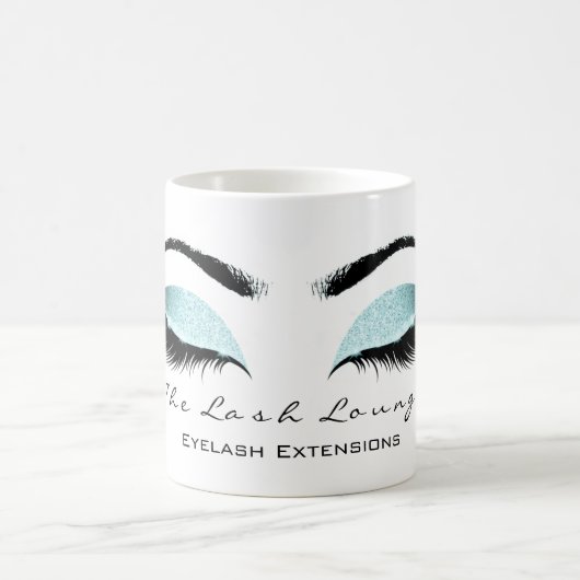 Eyelash ExAttentie Beauty Studio Aqua Blue Glitter Koffiemok (Center)
