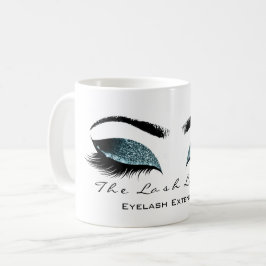 Eyelash ExAttentie Beauty Studio Blauwgroen Glitte Koffiemok