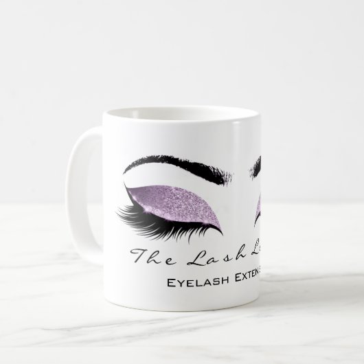 Eyelash ExAttentie Beauty Studio Glitter Koffiemok (Voorkant links)