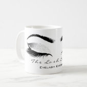 Eyelash ExAttentie Beauty Studio White Grey Glitte Koffiemok (Voorkant links)