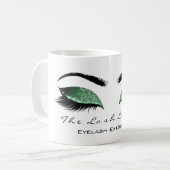 Eyelash Exention Beauty Studio Cali Green Glitter Koffiemok (Voorkant links)