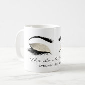 Eyelash Exention Beauty Studio Ivory Glitter Koffiemok (Voorkant links)