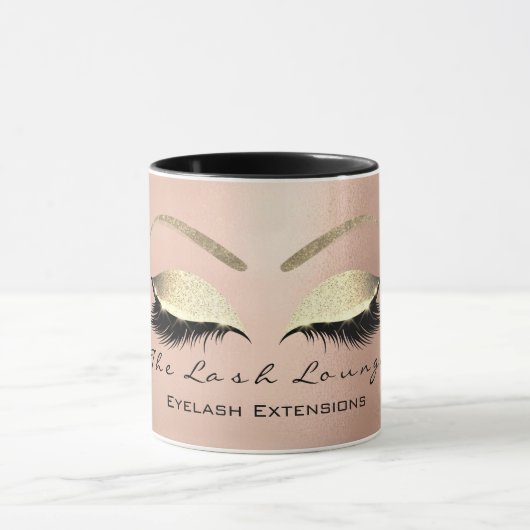 Eyelash Exention Beauty Studio Roos Gold Glitter Mok (Midden)