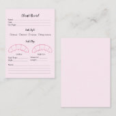 Eyelash-extensie clientrecordformulier, roze visitekaartje (Voorkant / Achterkant)