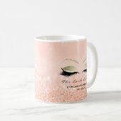 Eyelash Extension Beauty Studio Gold Glitter Peach Koffiemok (Voorkant rechts)