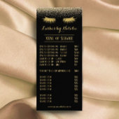 Eyelash Extension Black & Gold Salon Price List Reclamekaart