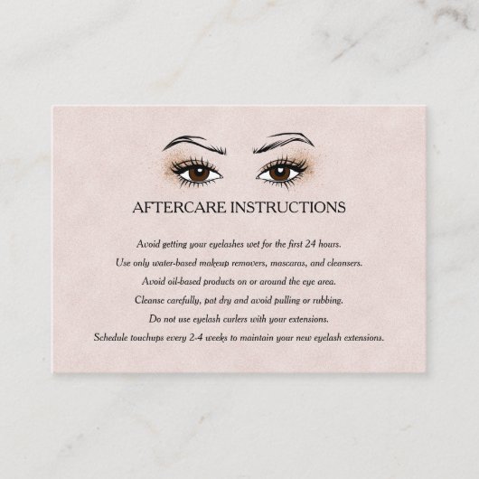Eyelash extension Brow Bar Nazorginstructies Visitekaartje (Voorkant)