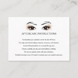 Eyelash extension Brow Bar Nazorginstructies Visitekaartje