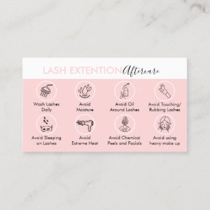 Eyelash Extension Cares after tercare Instruction Visitekaartje