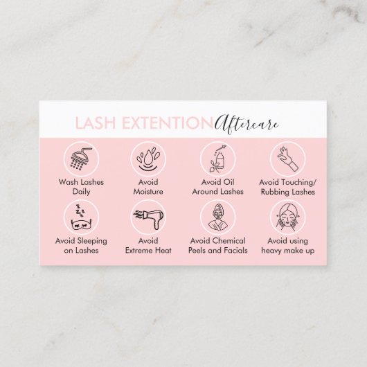 Eyelash Extension Cares after tercare Instruction Visitekaartje (Achterkant)