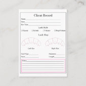 Eyelash Extension Client Record formulier Visitekaartje (Voorkant)