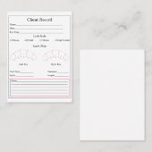 Eyelash Extension Client Record formulier Visitekaartje (Voorkant / Achterkant)