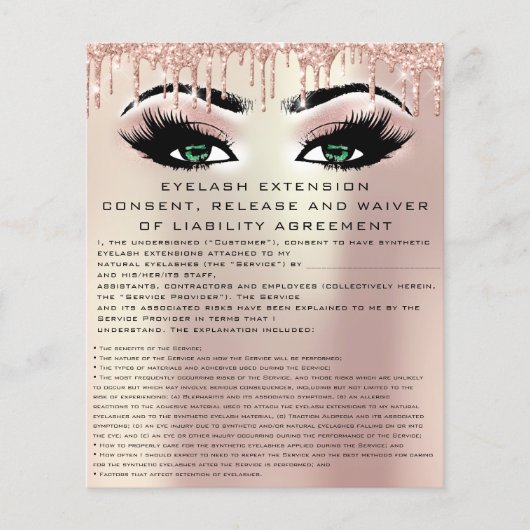 EYELASH EXTENSION CONSENT, RELEASE AND WAIVER Drip Flyer (Voorkant)