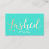 Eyelash Extension Gold Script Modern Turquoise Visitekaartje (Voorkant)