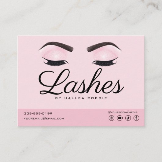 Eyelash Extension Instructies voor nazorg Roze Visitekaartje (Voorkant)