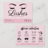 Eyelash Extension Instructies voor nazorg Roze Visitekaartje (Voorkant / Achterkant)