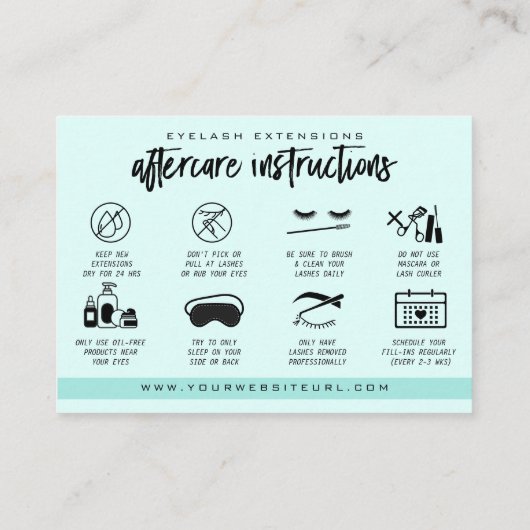 Eyelash Extension Instructions Nazorg Lash Logo Visitekaartje (Achterkant)