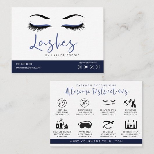 Eyelash Extension Instructions Nazorg Lash Logo Visitekaartje (Voorkant / Achterkant)