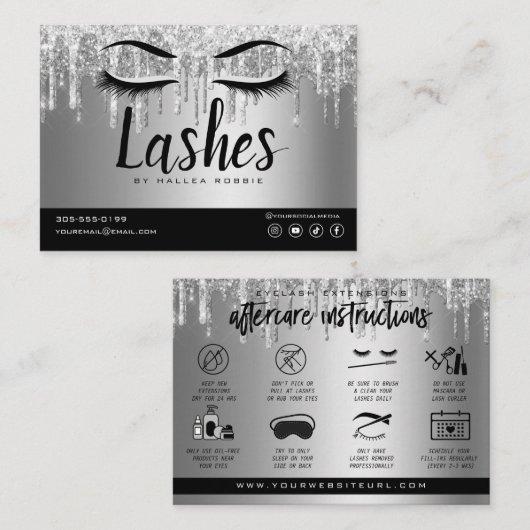 Eyelash Extension Instructions Nazorg Lash Logo Visitekaartje (Voorkant / Achterkant)