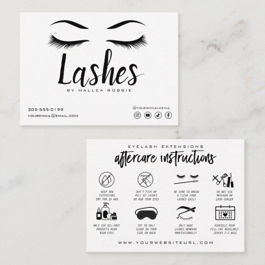 Eyelash Extension Instructions Nazorg Lash Logo Visitekaartje (Voorkant / Achterkant)