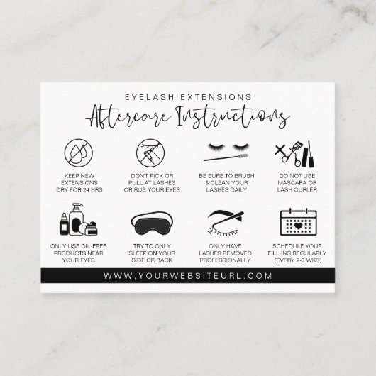 Eyelash Extension Instructions Nazorg Lash Logo Visitekaartje (Achterkant)