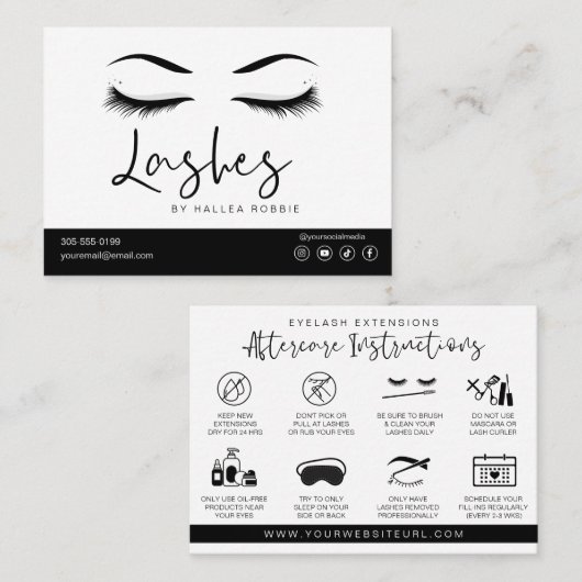 Eyelash Extension Instructions Nazorg Lash Logo Visitekaartje (Voorkant / Achterkant)