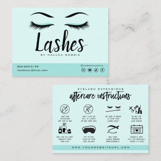 Eyelash Extension Instructions Nazorg Lash Logo Visitekaartje (Voorkant / Achterkant)
