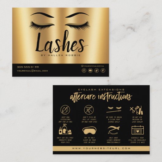 Eyelash Extension Instructions Nazorg Lash Logo Visitekaartje (Voorkant / Achterkant)