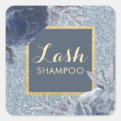Eyelash Extension Lash Cleaner Dusty Blue Floral Vierkante Sticker (Voorkant)