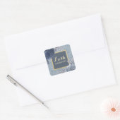 Eyelash Extension Lash Cleaner Dusty Blue Floral Vierkante Sticker (Envelop)