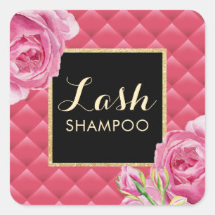 Eyelash Extension Lash Cleaner Lux Roze Floral Vierkante Sticker