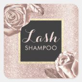 Eyelash Extension Lash Cleaner Roos Gold Floral Vierkante Sticker (Voorkant)