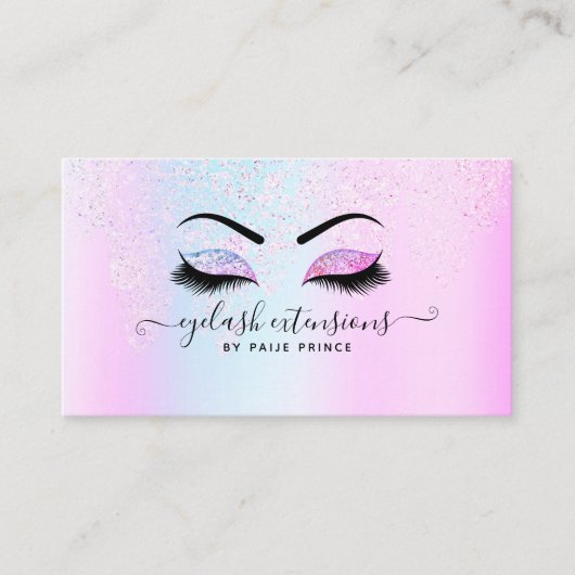 Eyelash Extension Lash Stylist Holographic Glitter Visitekaartje (Voorkant)