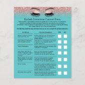 Eyelash Extension Liability Waiver Blauwgroen Roos Flyer (Voorkant)