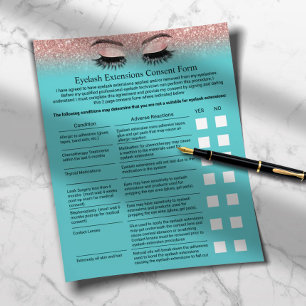 Eyelash Extension Liability Waiver Blauwgroen Roos Flyer