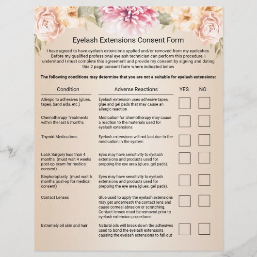 Eyelash Extension Liability Waiver Elegant Ivory Flyer (Voorkant)