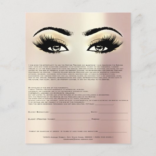 Eyelash Extension Liability Waiver Eyes Roos Flyer (Achterkant)