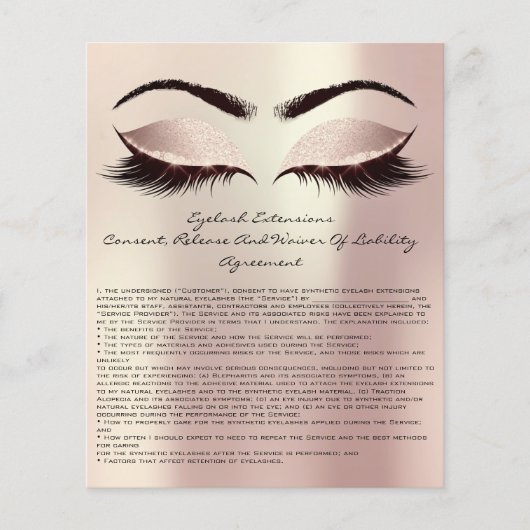 Eyelash Extension Liability Waiver Eyes Roos Roze Flyer (Voorkant)