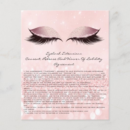 Eyelash Extension Liability Waiver Eyes Roze Flyer (Voorkant)