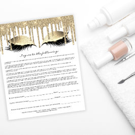 Eyelash Extension Liability Waiver Gold Drip White Flyer