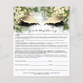Eyelash Extension Liability Waiver Gold Floral Lux Flyer