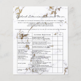Eyelash Extension Liability Waiver Gold Marble Flyer