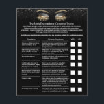 Eyelash Extension Liability Waiver Modern Black Flyer<br><div class="desc">Eyelash Extension Liability Waiver & Release Form Black Glitter Flyers.</div>