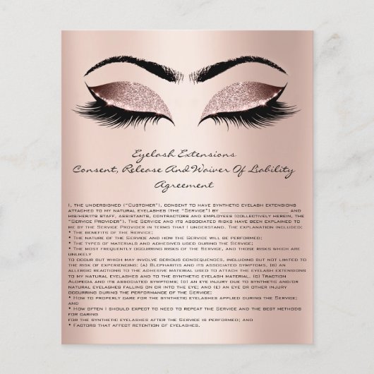 Eyelash Extension Liability Waiver Roos Blush Flyer (Voorkant)