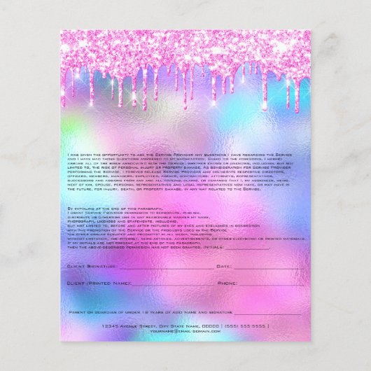 Eyelash Extension Liability Waiver Roos Drivers Flyer (Achterkant)