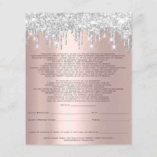 Eyelash Extension Liability Waiver Roos Grey Confe Flyer (Achterkant)