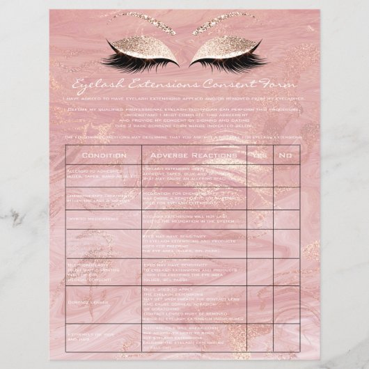 Eyelash Extension Liability Waiver Roos Marble2 Flyer (Voorkant)