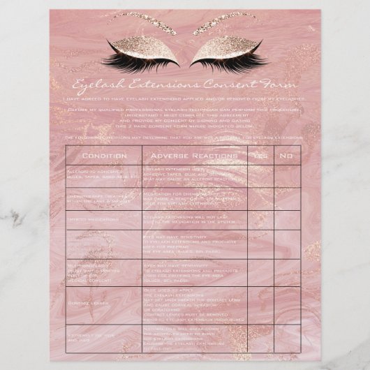 Eyelash Extension Liability Waiver Roos Marble2 Flyer (Voorkant)