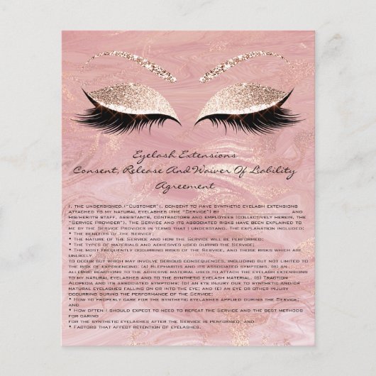 Eyelash Extension Liability Waiver Roos Marble Flyer (Voorkant)